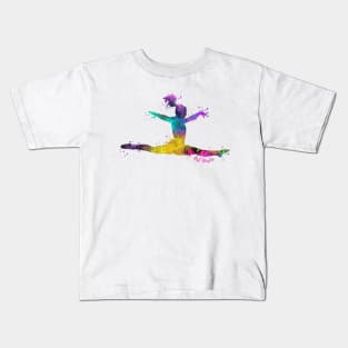 Gymnast Dancer Leap Silhouette Art Kids T-Shirt